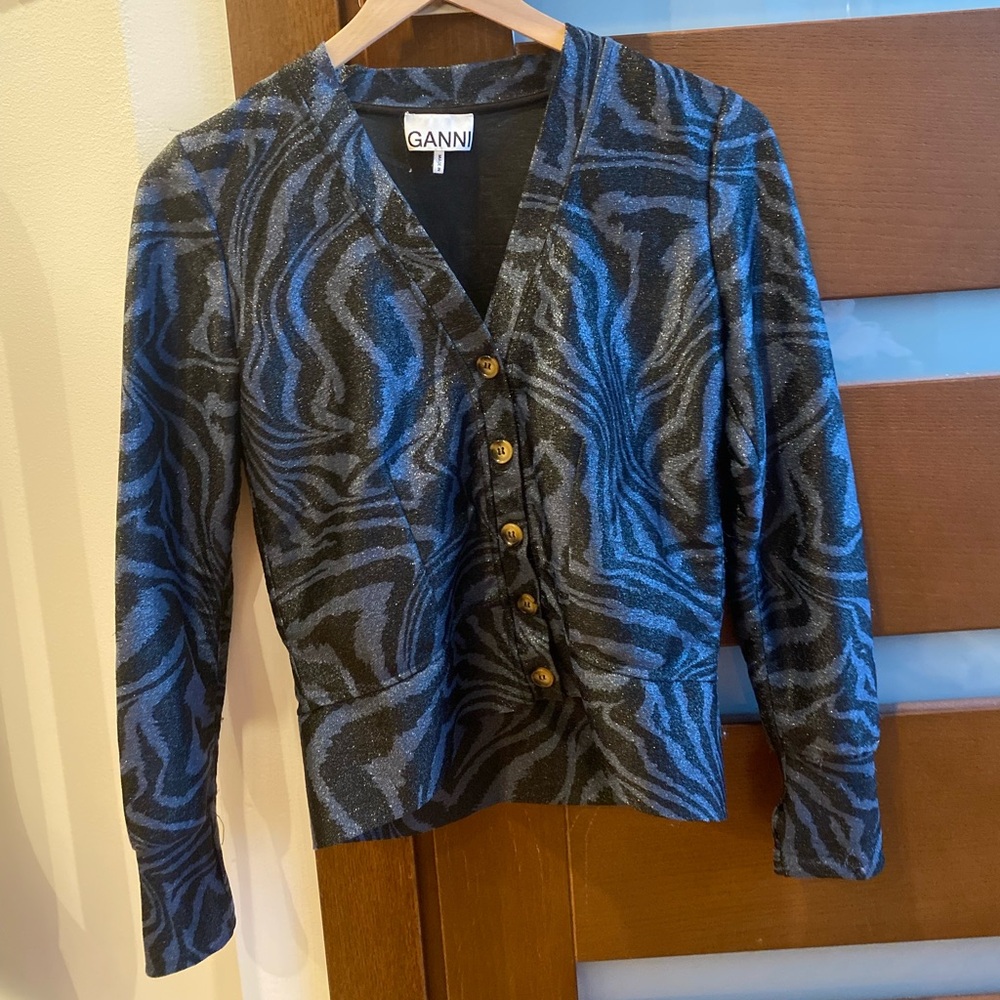 GANNI glitter cardigan long sleeve